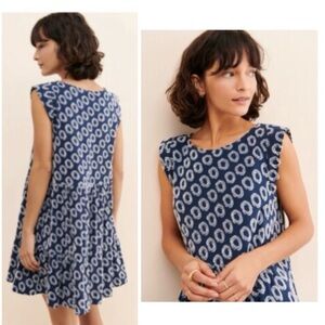 Maeve by Anthropologie Tiered Dress tunic patterned blue white